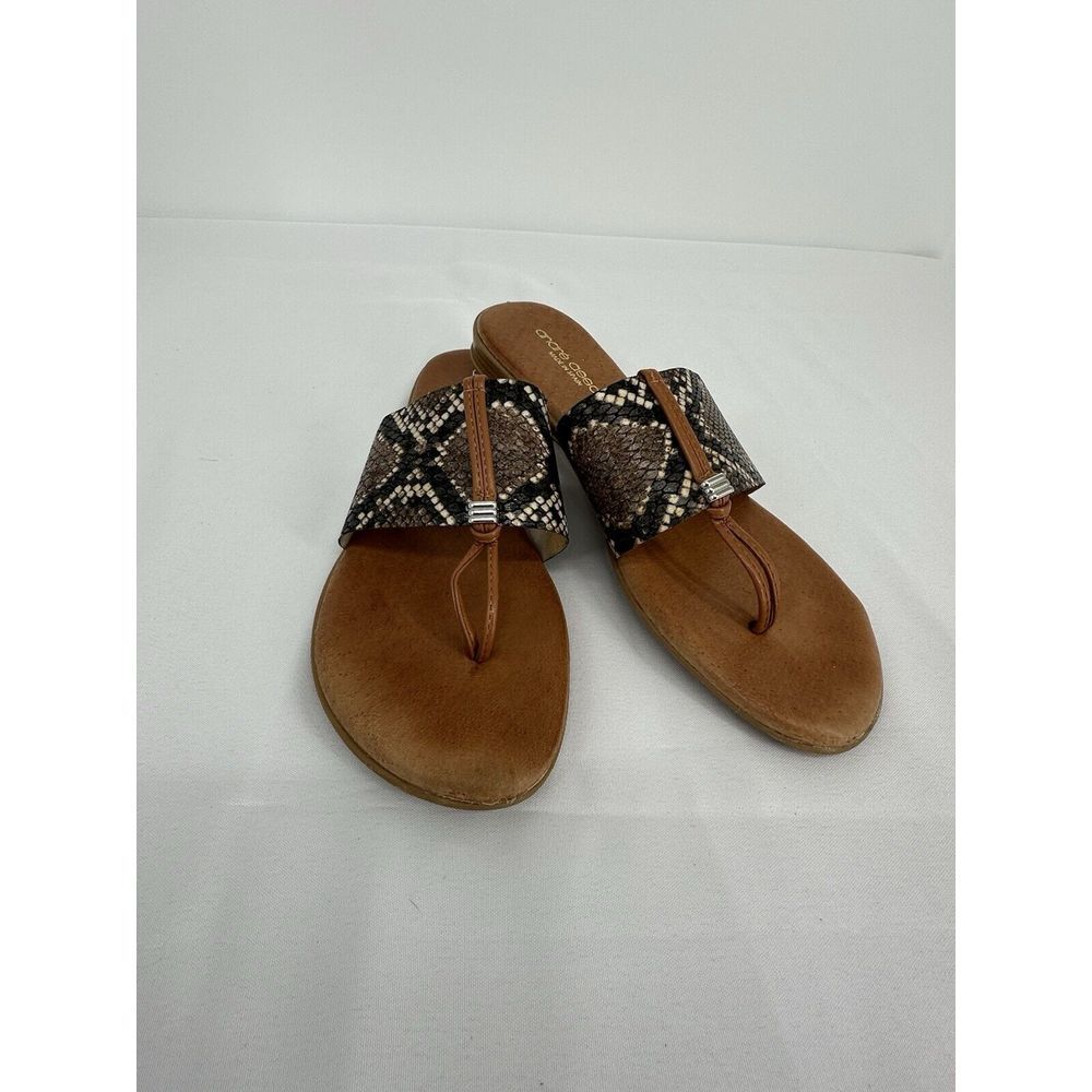 Andre Assous Nice Flip-Flop Thong Sandal Women's Size 9 Made‎ in Spain Leather